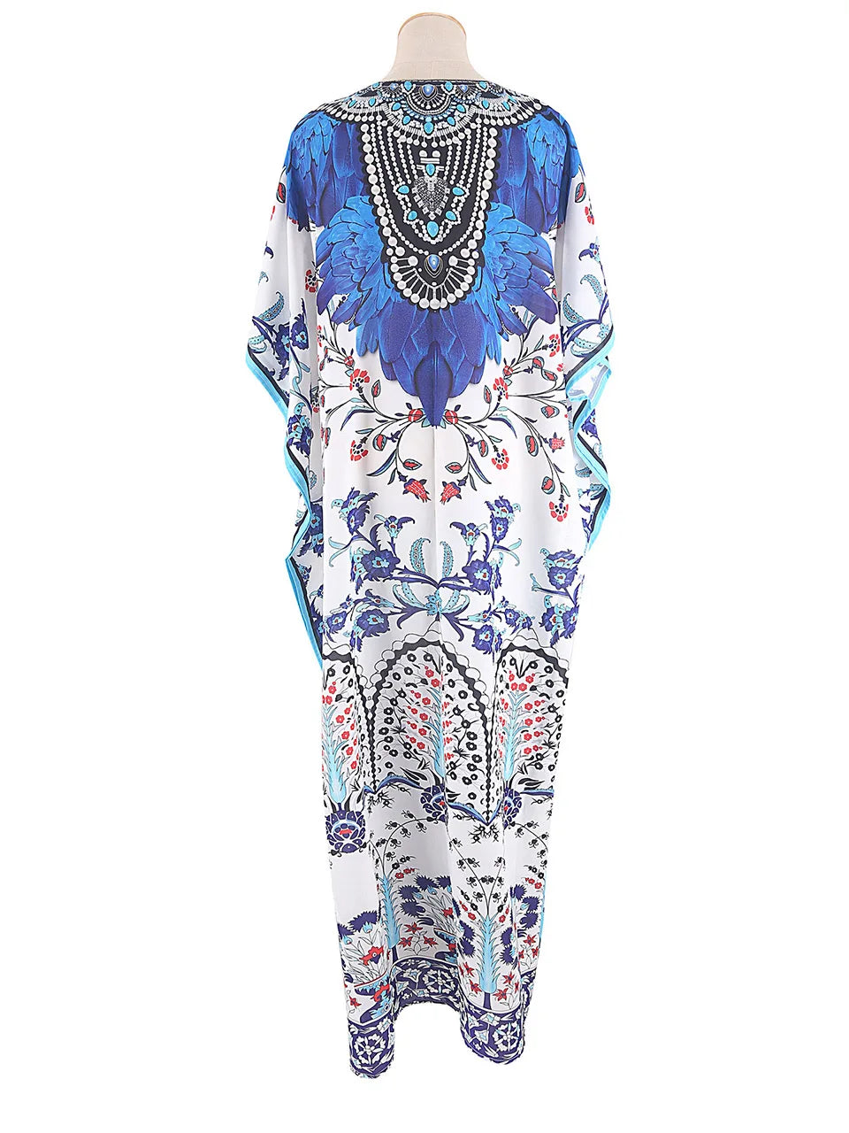 2023 Priint Maxi Dress Beach Cover Up Kaftan Robe Plage Pareos V Neck Long Dresses Summer Women Bathing Suit Cover Up Beachwear