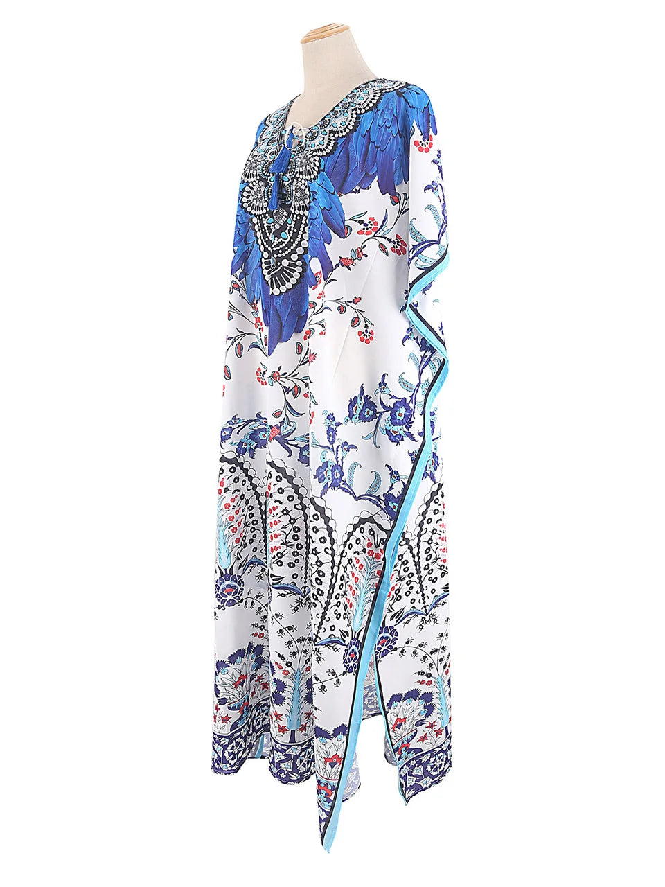 2023 Priint Maxi Dress Beach Cover Up Kaftan Robe Plage Pareos V Neck Long Dresses Summer Women Bathing Suit Cover Up Beachwear